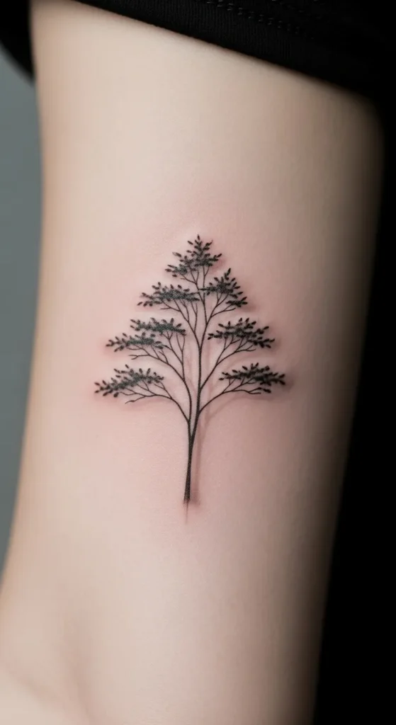 Minimal Tree Silhouette Line Tattoo