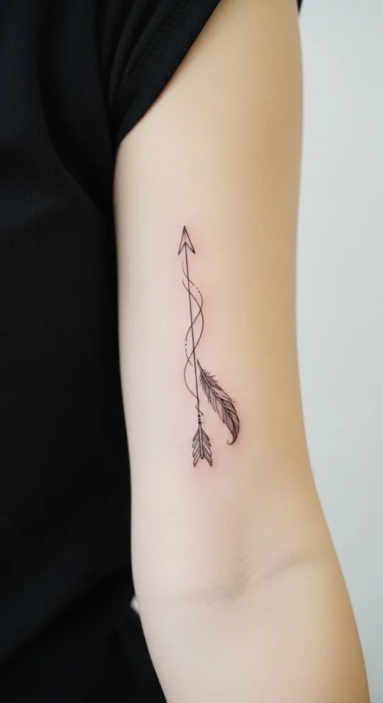 Minimalist Arrow with Feathers