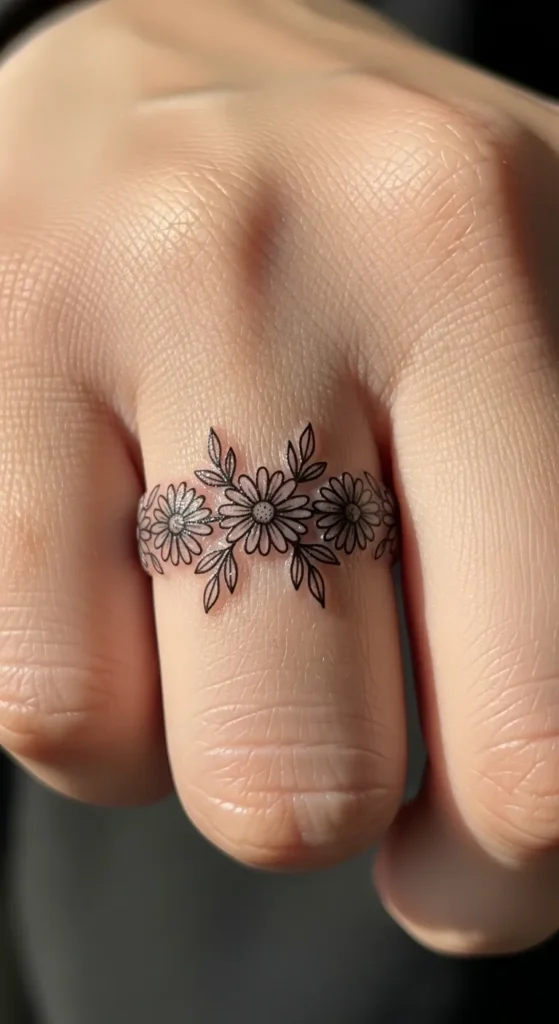 Minimalist Daisy Finger Ring