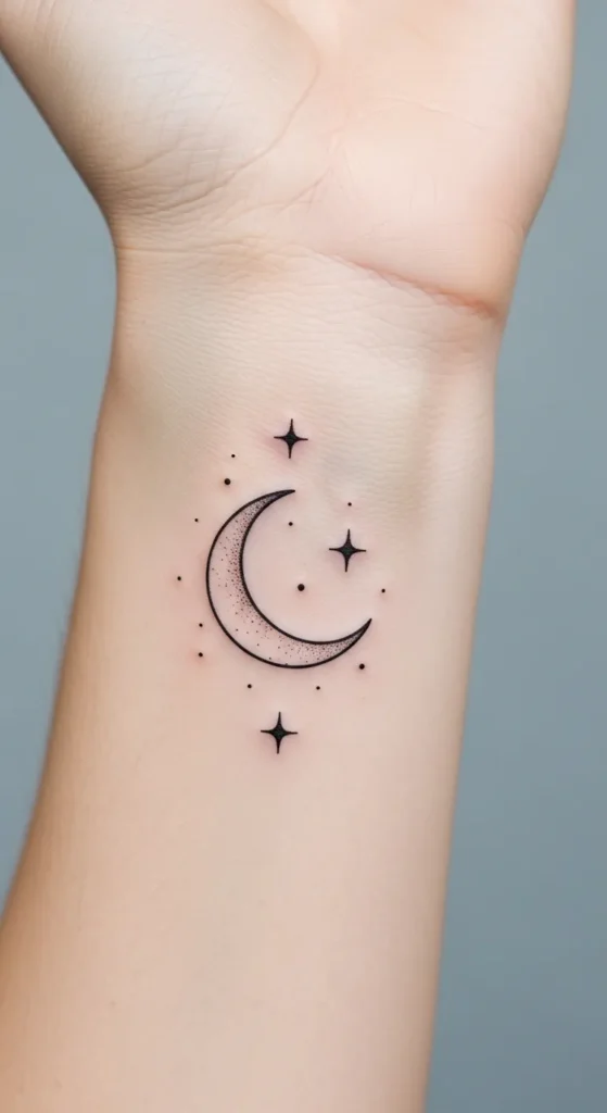 Minimalist Moon and Stars