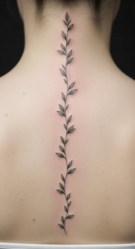 Minimalist Vine Spine Tattoo