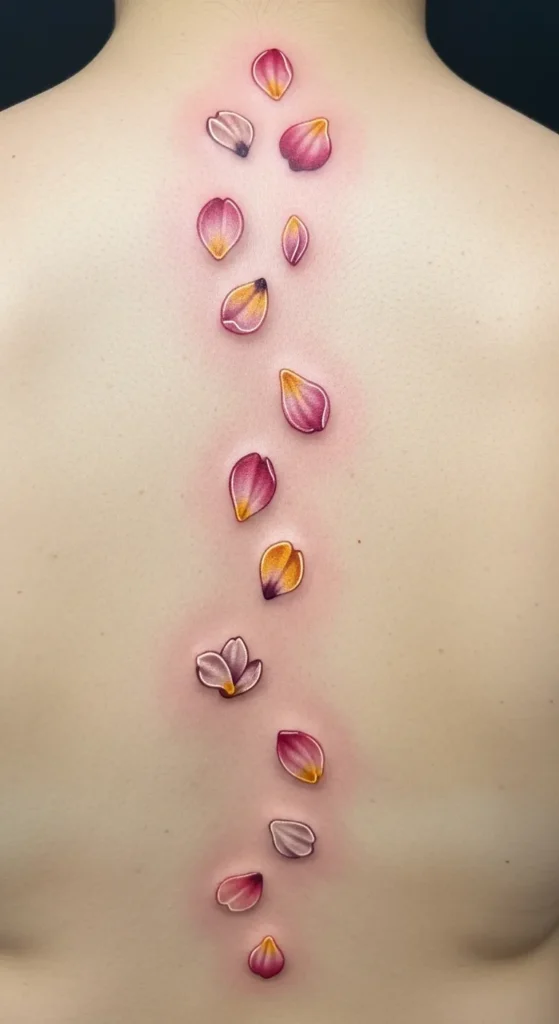  Mixed Petals Vertical Tattoo