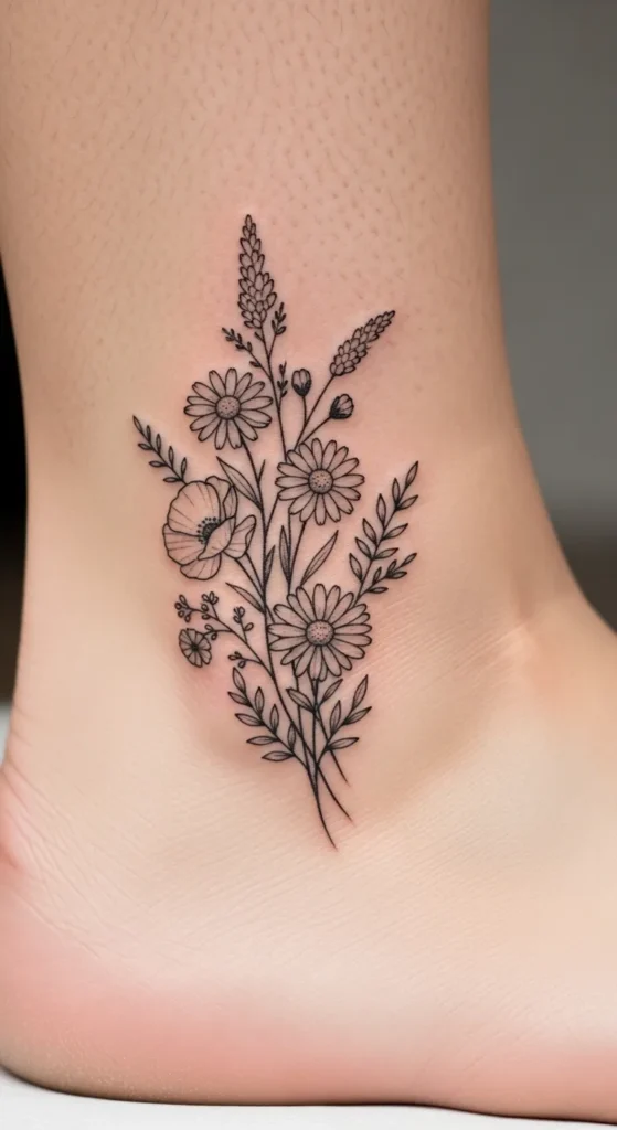 Mixed Wildflower Ankle Cluster