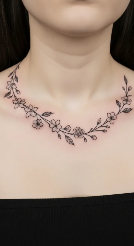 Neckline Vine Tattoo