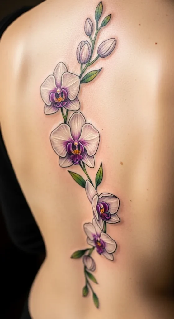 Orchid Spine Tattoo