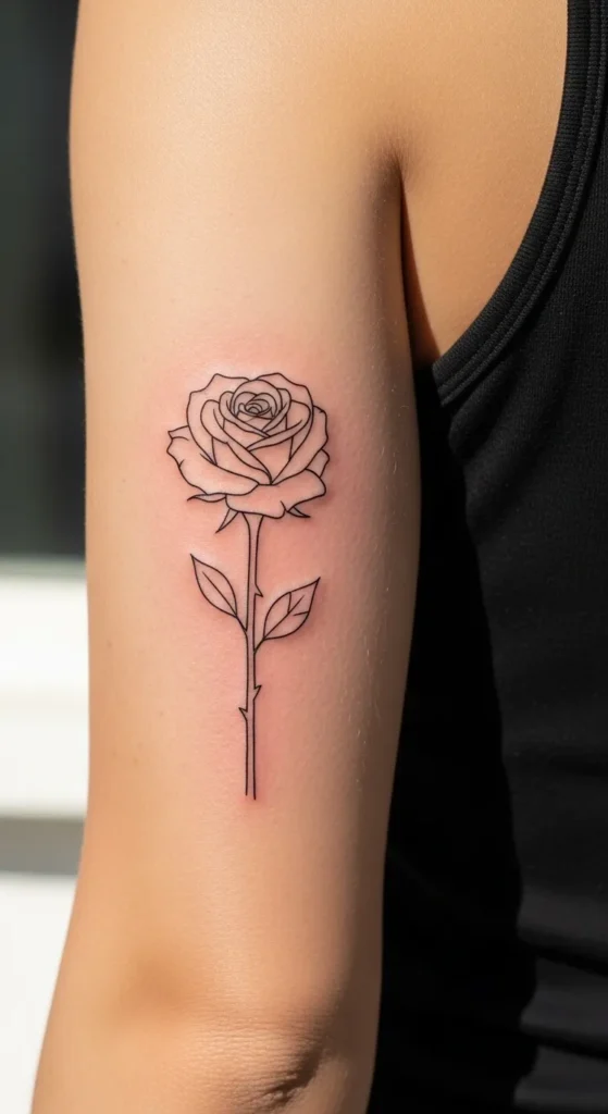Outline Rose on the Back of the Arm