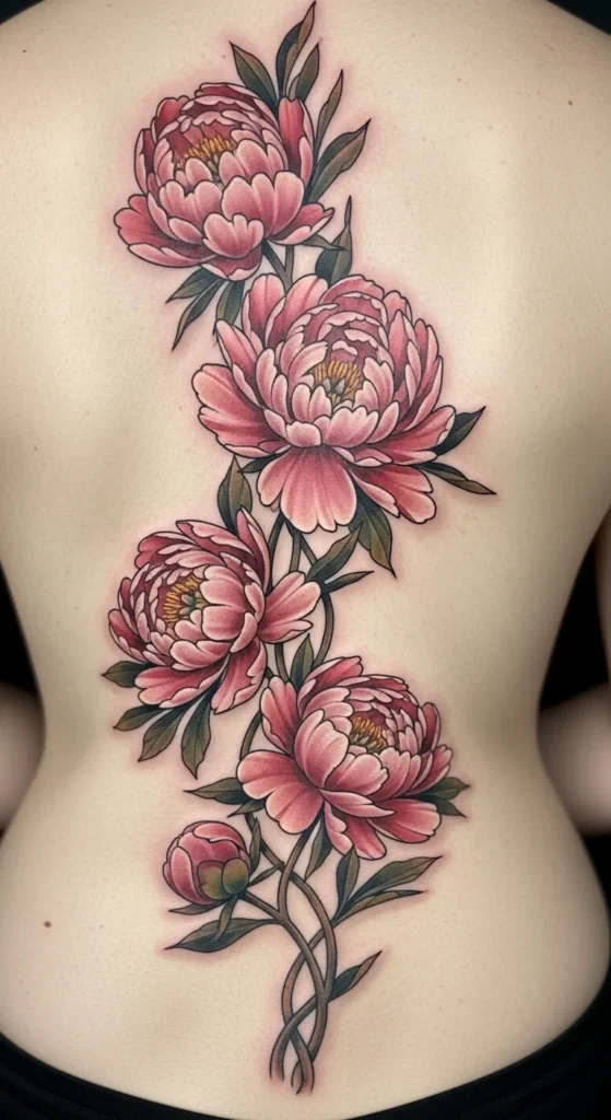 Peony Cascade Tattoo