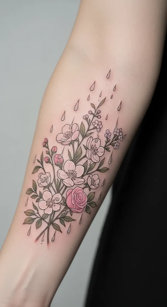 Raindrops and Flowers