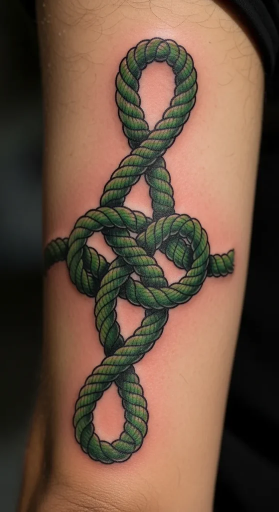 Rope-Style Green Knot on Arm
