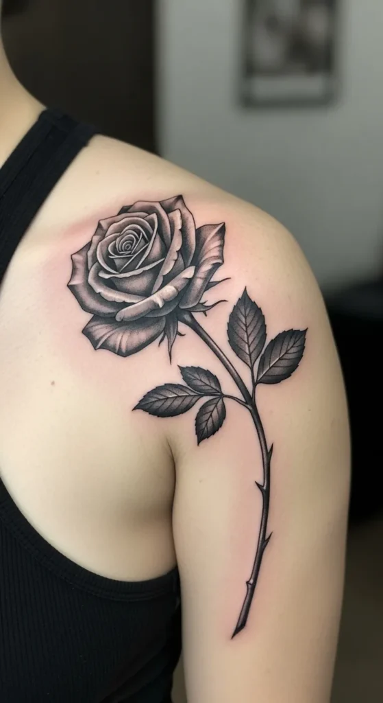 Rose and Stem Shoulder Line