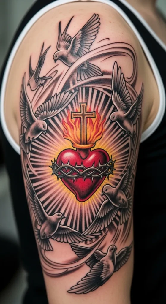 Sacred Heart with Birds