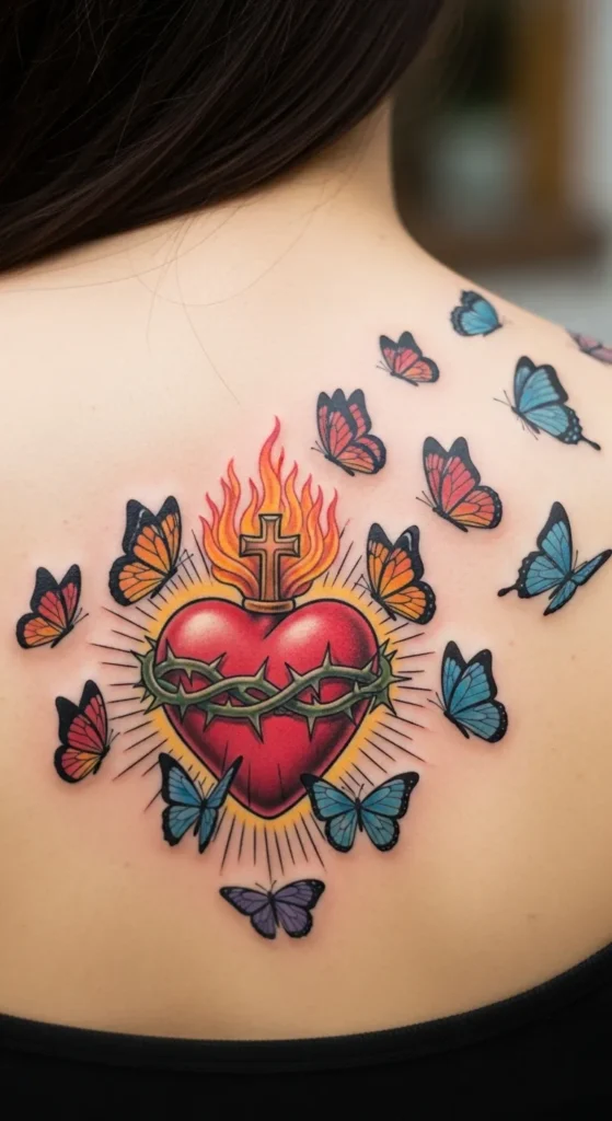 Sacred Heart with Butterflies