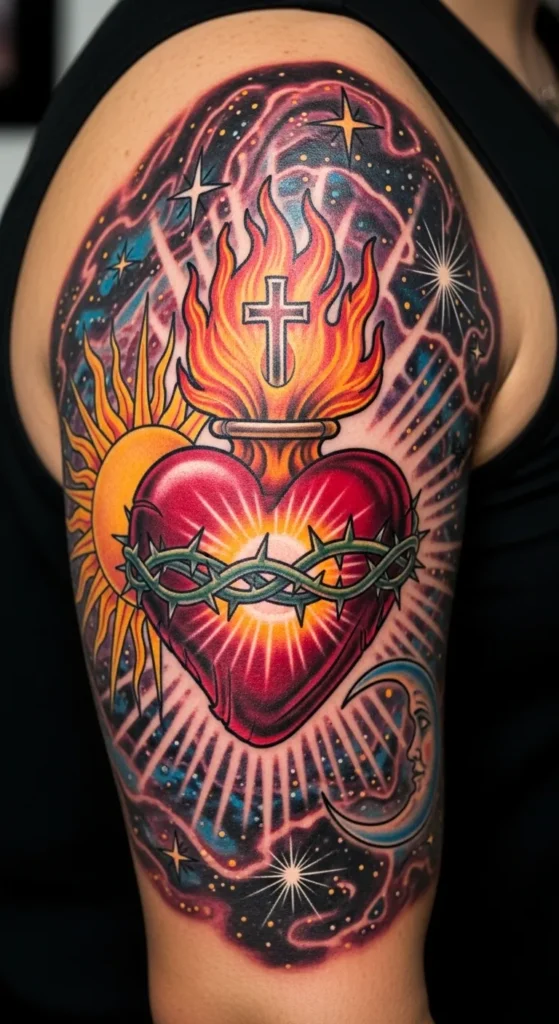Sacred Heart with Celestial Elements