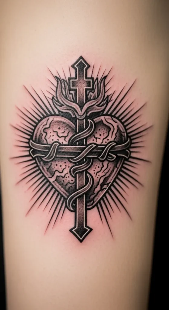 Sacred Heart with Cross