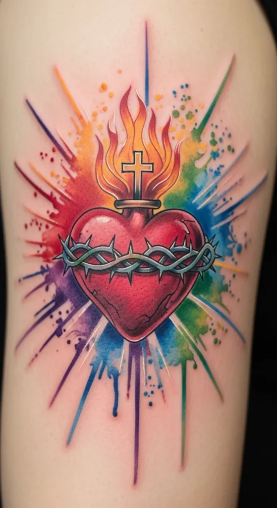 Sacred Heart with Watercolor Effect