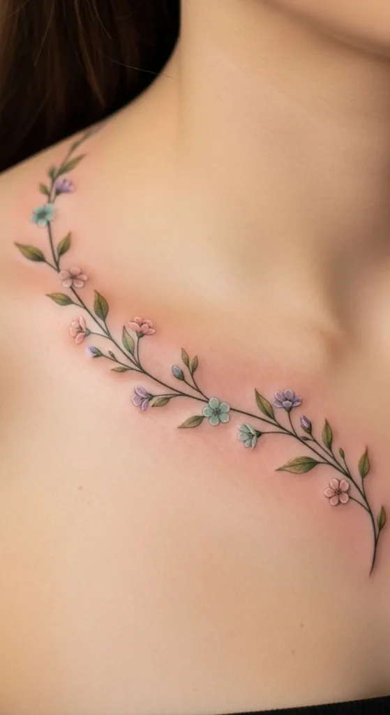 Shoulder and Collarbone Vine Design