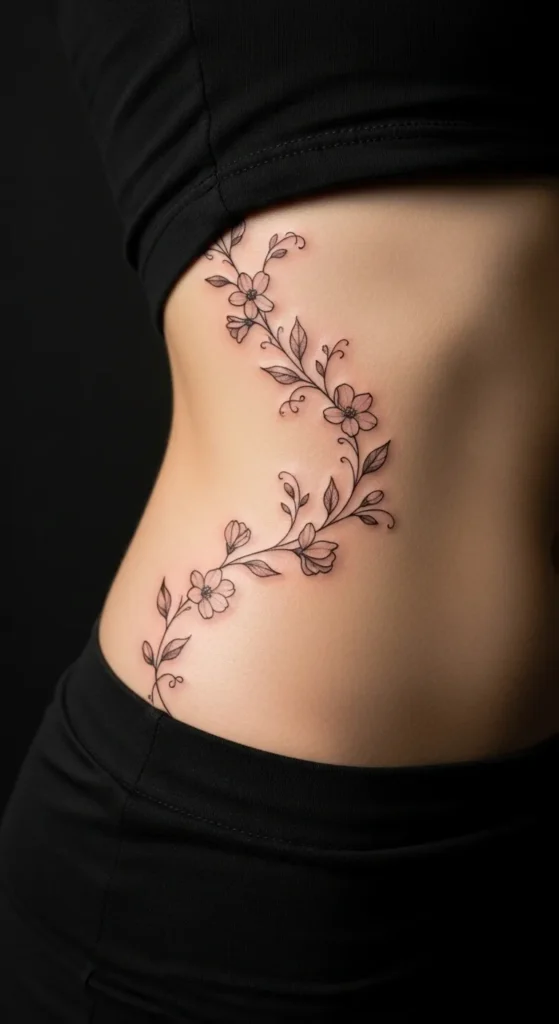 Side Waist Vine Tattoo