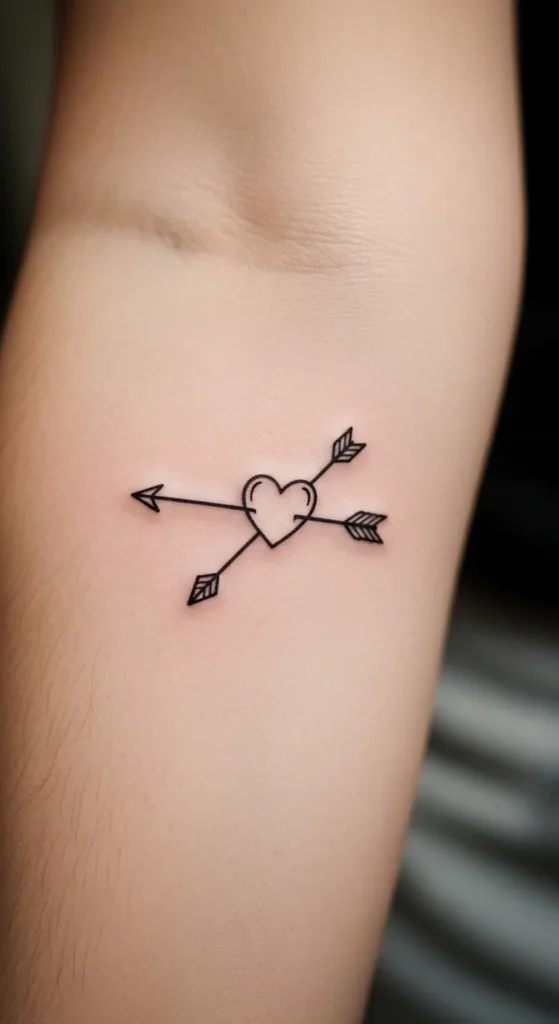 Simple Arrow Through Heart Tattoo