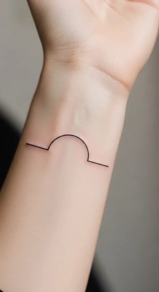Simple Earth Curve Line Tattoo