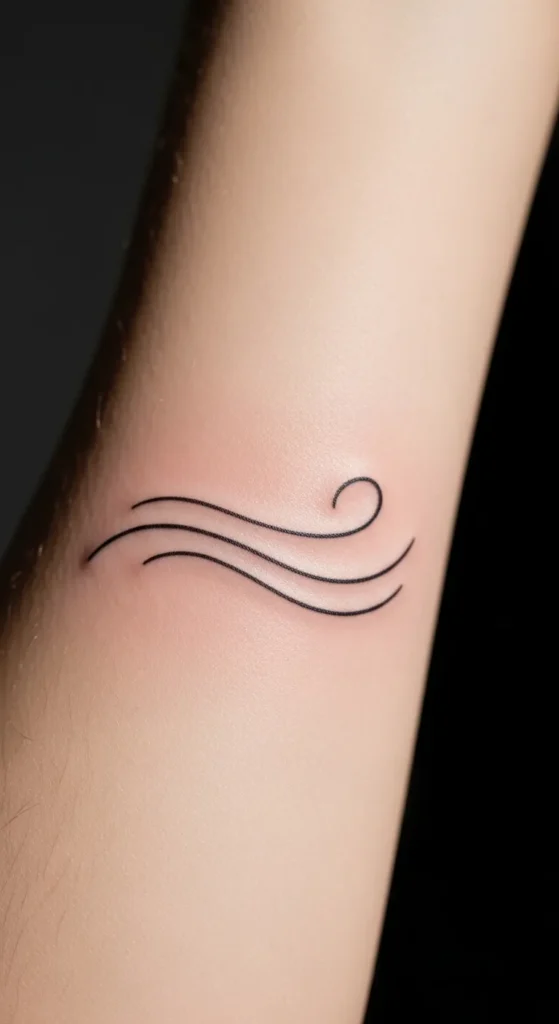 Simple Wind Curve Line Tattoo