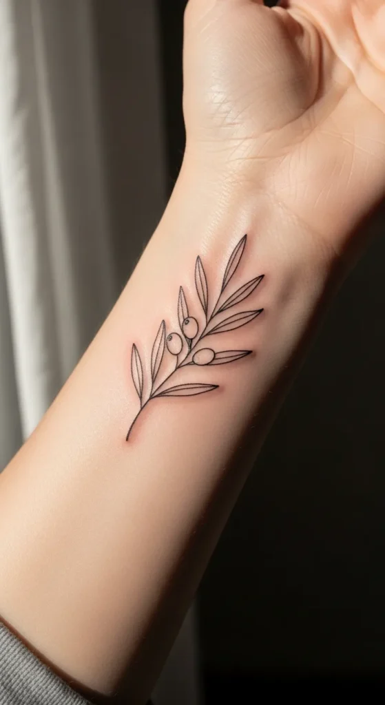 Single Line Olive Leaf