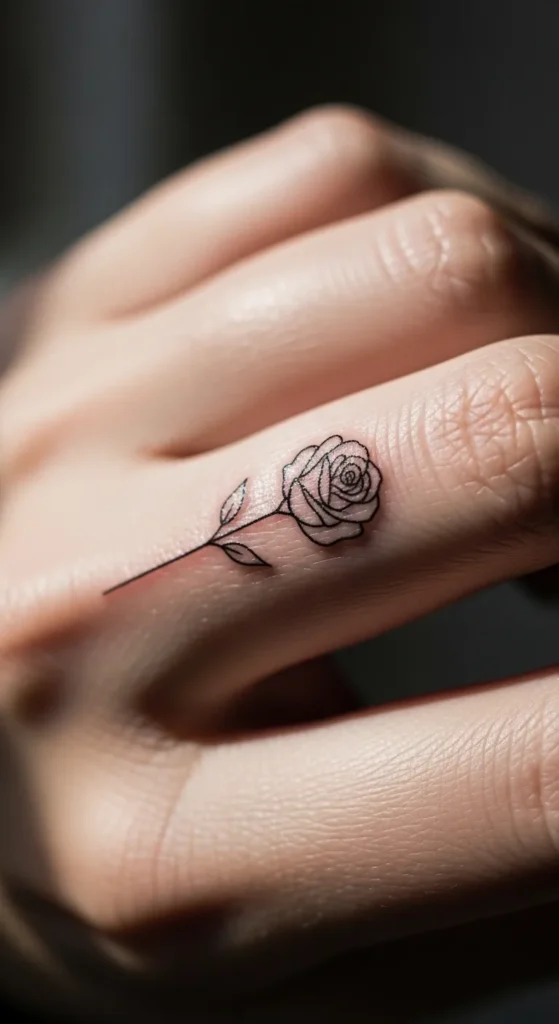 Single-Line Rose on the Finger