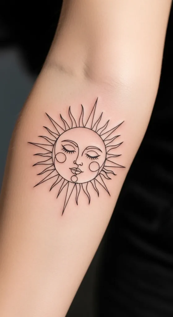 Single-Line Sun Face
