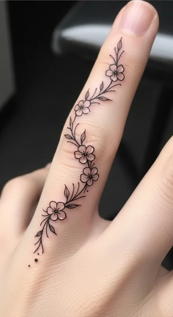 Small Finger Vine Tattoo