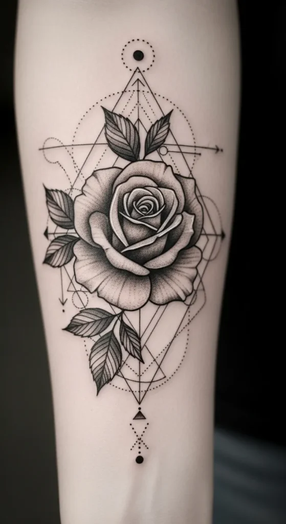 Soft Rose with Geometric Shapes