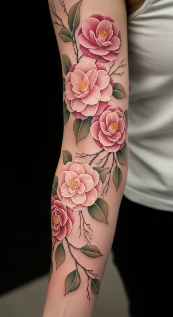 Soft Shaded Camellia Sleeve