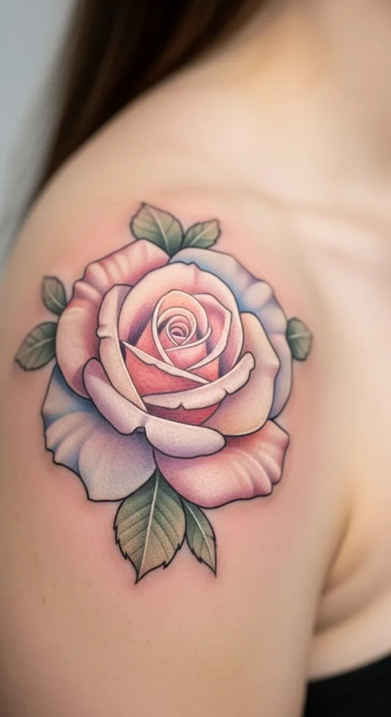 Soft Shaded Rose on the Shoulder