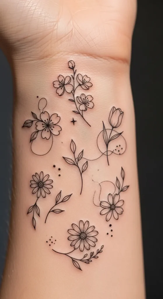 Spring Aesthetic Line Tattoos