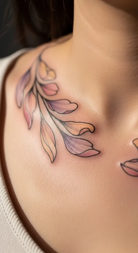 Spring Floral Collarbone Tattoos