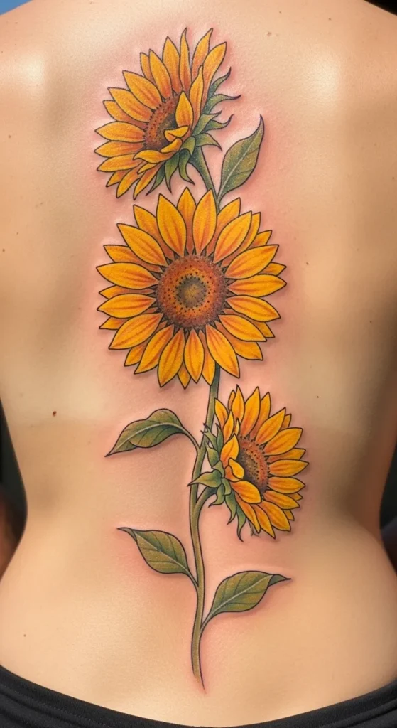 Sunflower Spine Tattoo