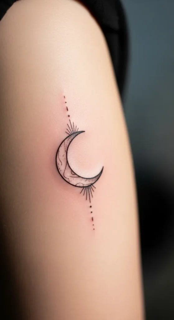Tiny Crescent Moon Tattoo