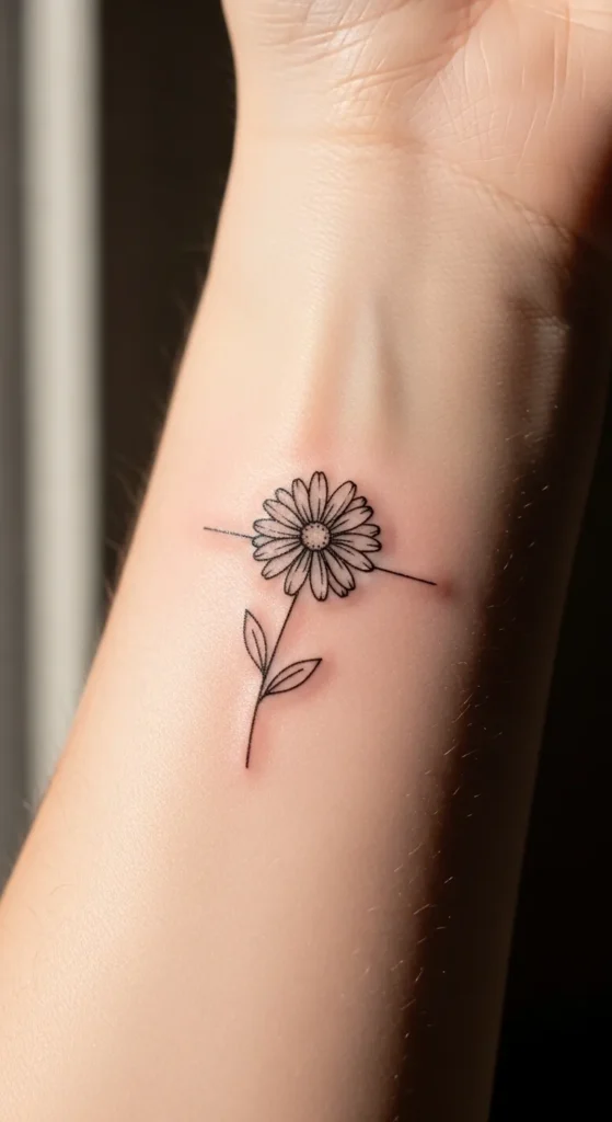  Tiny Dainty Daisy Wrist Tattoo