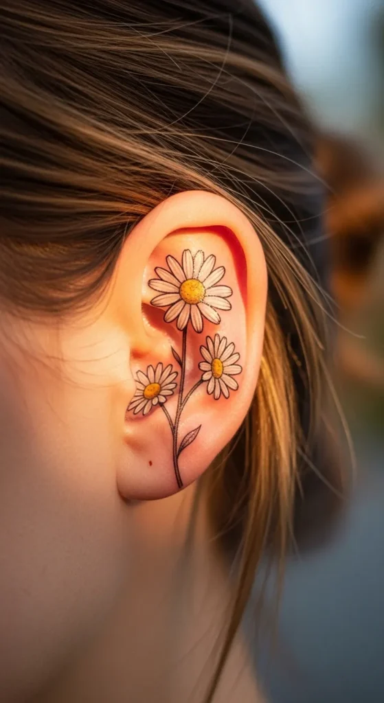 Tiny Daisy Behind the Ear
