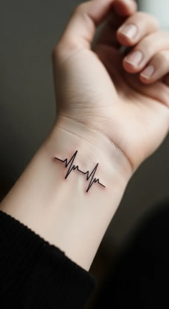 Tiny Heartbeat Tattoo