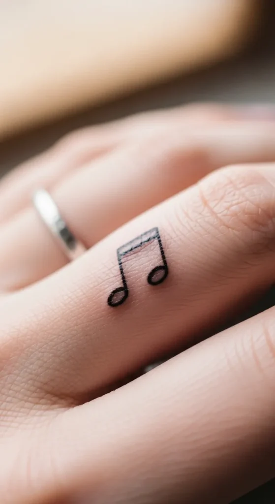 Tiny Music Note Tattoo