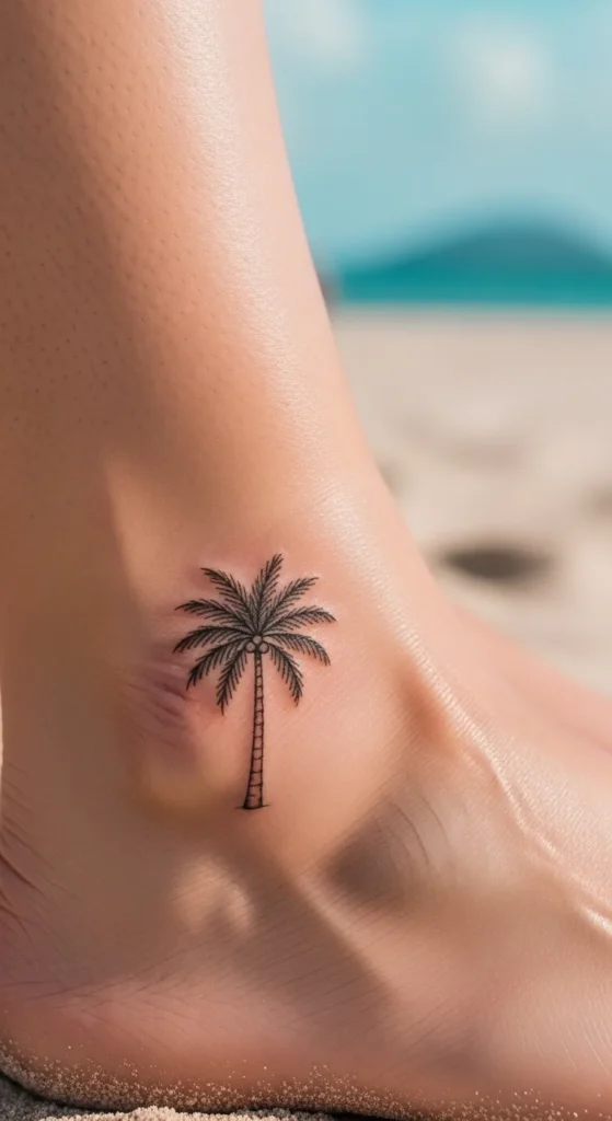 Tiny Palm Tree Tattoo