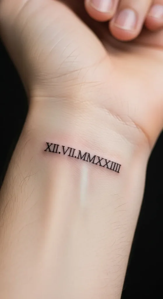 Tiny Roman Numerals Tattoo