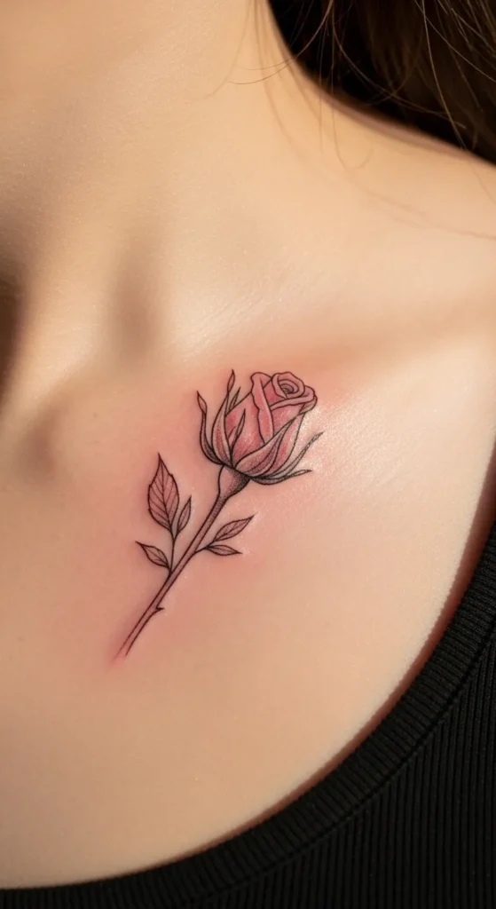 Tiny Rosebud on the Collarbone