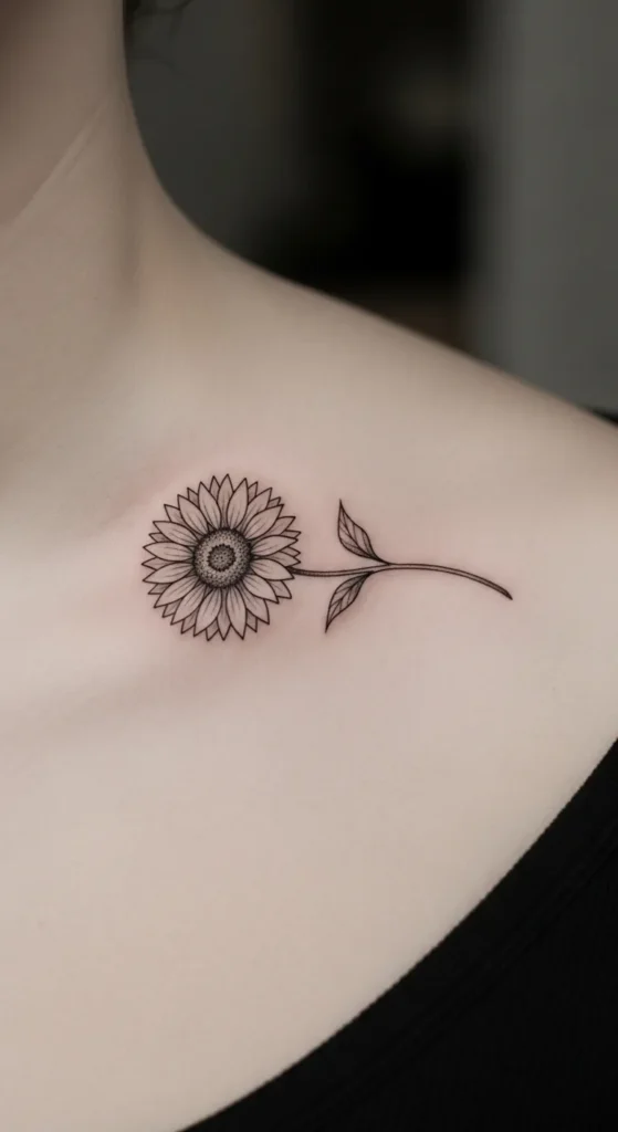Tiny Sunflower Collarbone Accent