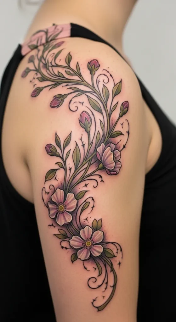 Vine and Blossom Shoulder Flow