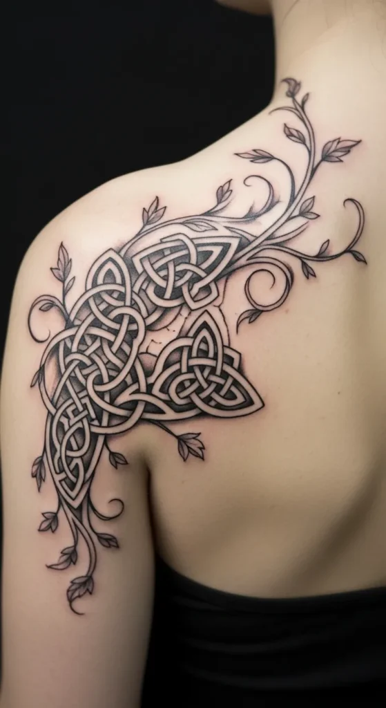 Vine and Knot Shoulder Blade Tattoo