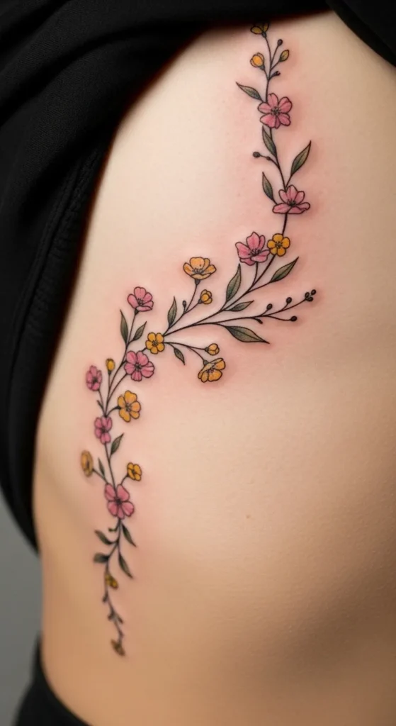 Wildflower Vine Across the Ribcage