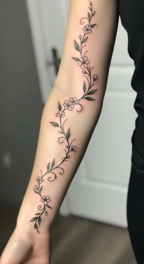 Wrist to Elbow Vine Tattoo