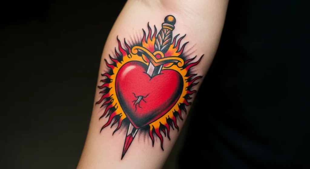 26 Classic Traditional Sacred Heart Tattoo Ideas That Feel Timeless