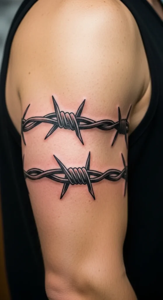  Barbed Wire Arm Band Tattoo