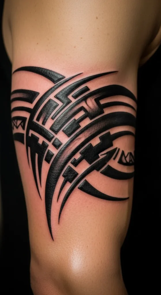 Classic Tribal Armband with Bold, Curved Lines